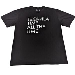 Tequila All The Time Vuelo Mens Graphic T-Shirt Black Size XL